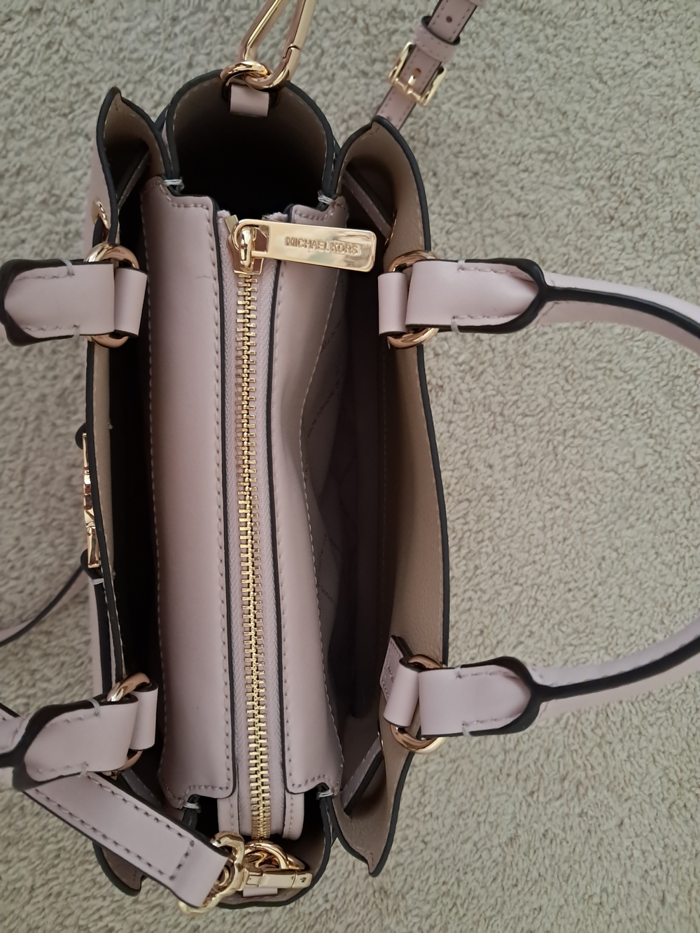Viral Michael Kors Reed Pink Pebbled Leather Satchel Crossbody NWOT $498 Classic - Picture 5 of 8